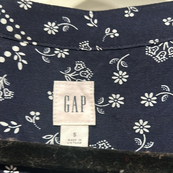 Gap Handkerchief hem button front midi dress navy white botanical foliage print - Picture 4 of 8